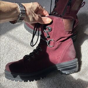 Women's Burgundy Miz Mooz Hiking Boots-Size 38